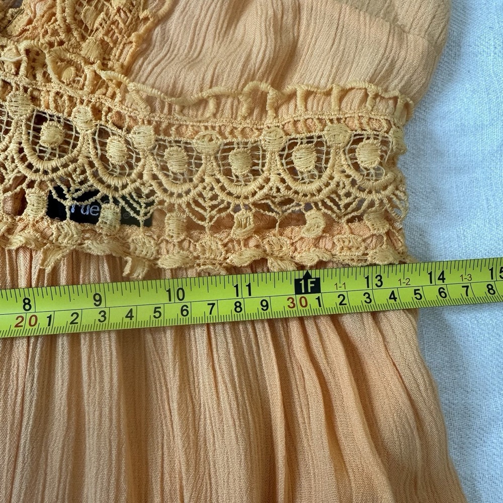 Rue 21 Boho Maxi Dress Womens S Babydoll Flowy Crochet LaceTiered Beach Festival - Picture 7 of 11